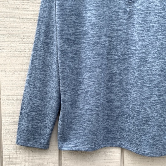 UNDER Armour Heat Gear Long Sleeve 1/4 Zip Tech Shirt - Heathered Slate Blue - Picture 5 of 16
